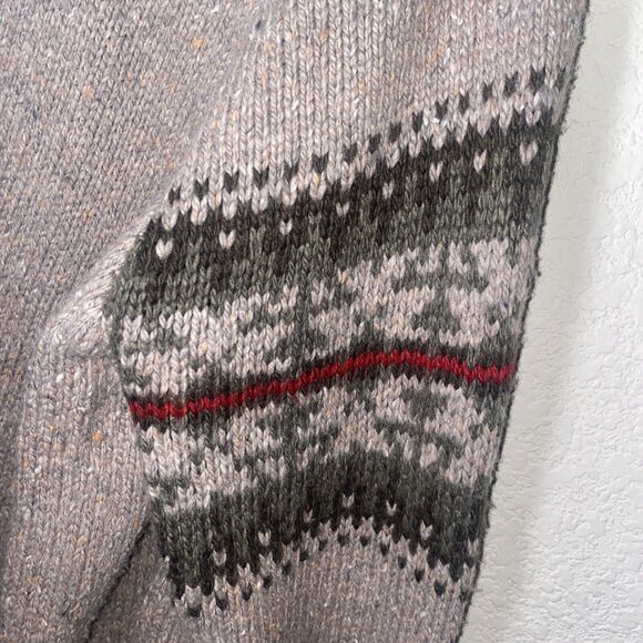 Eddie Bauer Sweater Vintage Fair Isle Grandpa Wool Sweater Nordic Holiday Crew L - Picture 2 of 8